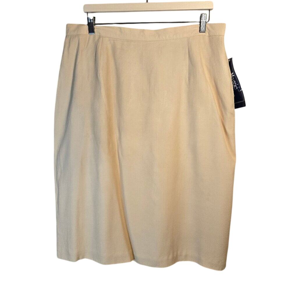NWT Maggie McNaughton 18W Beige/Cream Chamois A-Line Skirt [0344]